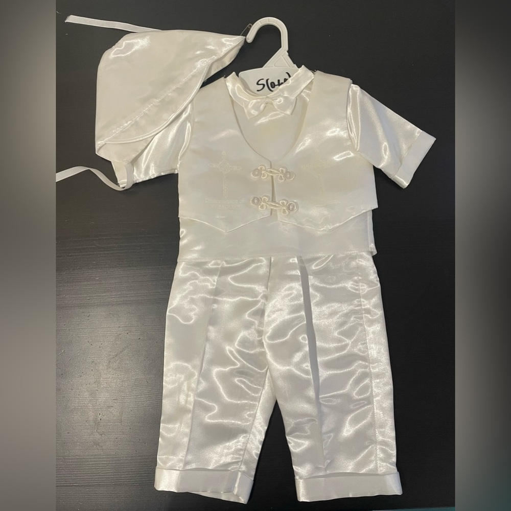 Angel Garments Vintage Christening Outfit w Bonnet *Great Cond* Size 0-6 mo.